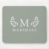 緑のモダンフローラエレガントモノグラム名 マウスパッド (正面)