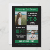 緑のモダンブロック3-Photo卒業 招待状 (裏面)