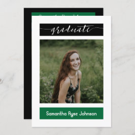 緑のモダンブロック3-Photo卒業 招待状