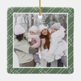 緑のモダンホリーベリーのクリスマス2の写真 セラミックオーナメント