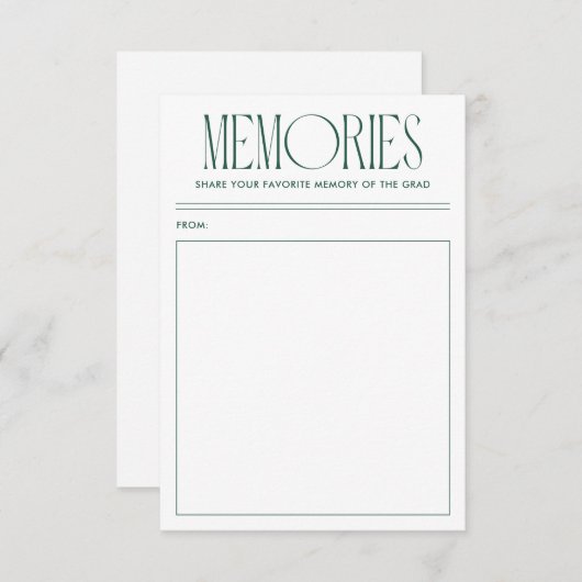 緑のモダンメモリお気に入りの大学院 エンクロージャーカード (正面/裏面)