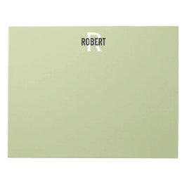 緑のモダンモノグラム名 ノートパッド