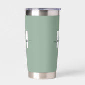 緑のモダンモノグラム名 保温保冷タンブラー (左面)