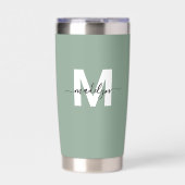 緑のモダンモノグラム名 保温保冷タンブラー (正面)