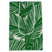 緑のモダンヤシの葉の熱帯模様 ミディアムペーパーバッグ (裏面)