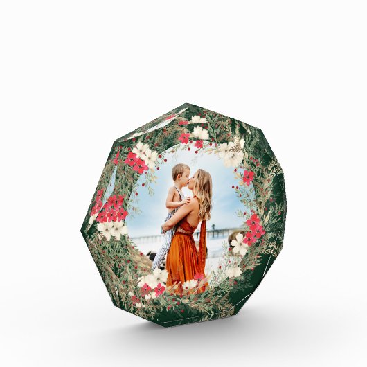 緑のモダンリースメリークリスマス フォトブロック (左)