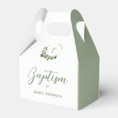 緑のモダンリース金ゴールドクロス洗礼 フェイバーボックス (裏面サイド)