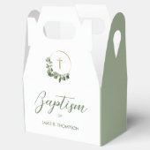 緑のモダンリース金ゴールドクロス洗礼 フェイバーボックス (オープン)