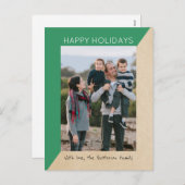 緑のモダン傾いた休日の写真はがき シーズンポストカード (正面/裏面)