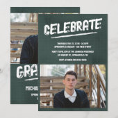 緑のモダン写グランジ真 招待状 (正面/裏面)