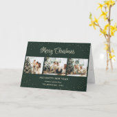 緑のモダン写真コラージュのメリークリスマスカード カード (黄色い花)