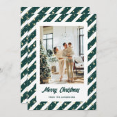 緑のモダン写真メリークリスマス シーズンカード (正面/裏面)