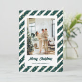 緑のモダン写真メリークリスマス シーズンカード (スタンド正面)