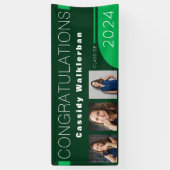 緑のモダン写真卒業バナー 横断幕 (縦)