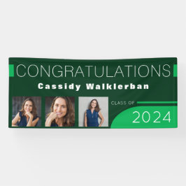 緑のモダン写真卒業バナー 横断幕