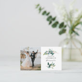 緑のモダン写真名刺 名刺 (スタンド正面)