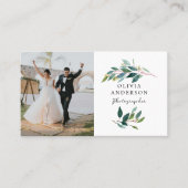 緑のモダン写真名刺 名刺 (正面)