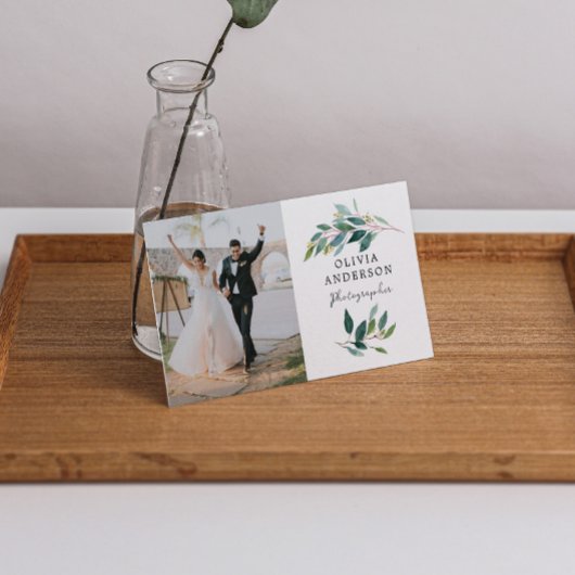 緑のモダン写真名刺 名刺