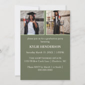 緑のモダン卒業写真 招待状 (裏面)