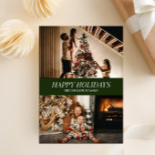 緑のモダン台本ハッピーホリデーズクリスマスフォト シーズンカード