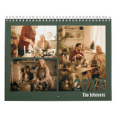 緑のモダン家族の写真カレンダー カレンダー (カバー)