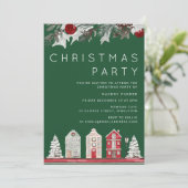 緑のモダン家族またはオフィスのクリスマスパーティー 招待状 (スタンド正面)