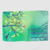 緑のモダン抽象芸術風景 ゴルフタオル (横)