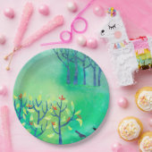 緑のモダン抽象芸術風景 ペーパープレート (パーティー)