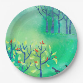 緑のモダン抽象芸術風景 ペーパープレート