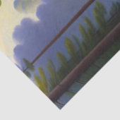 緑のモダン木々水雲の風景のアートワーク 薄葉紙 (詳細)