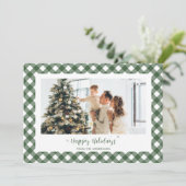 緑のモダン格子模様の写真 シーズンカード (スタンド正面)