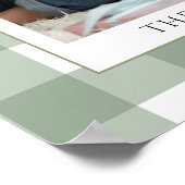 緑のモダン格子模様の家族の写真メリークリスマス ポスター (角)