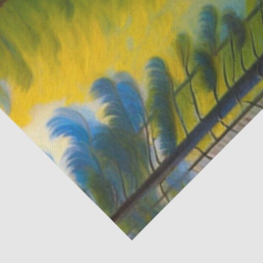 緑のモダン樹木のパスのアートワーク 薄葉紙 (詳細)