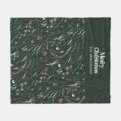 緑のモダン水エレガント色の植物性の素朴F フリースブランケット (正面(横))