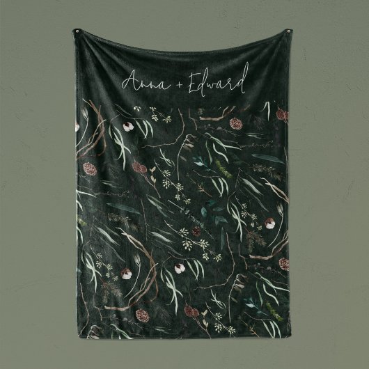 緑のモダン水エレガント色の植物素朴 フリースブランケット