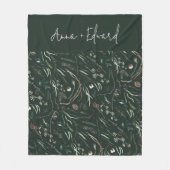 緑のモダン水エレガント色の植物素朴 フリースブランケット (正面)