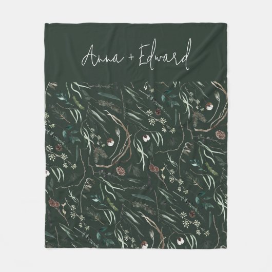 緑のモダン水エレガント色の植物素朴 フリースブランケット (正面)