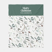 緑のモダン水エレガント色の植物素朴 フリースブランケット (正面)