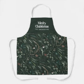 緑のモダン水エレガント色の植物素朴A エプロン (正面)