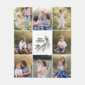 緑のモダン水エレガント色の植物色8枚の写真 フリースブランケット (正面)