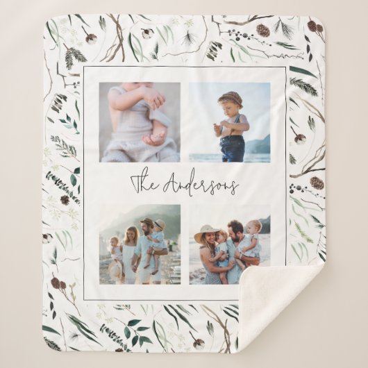 緑のモダン水エレガント色の植物4枚の写真 シェルパブランケット (正面)