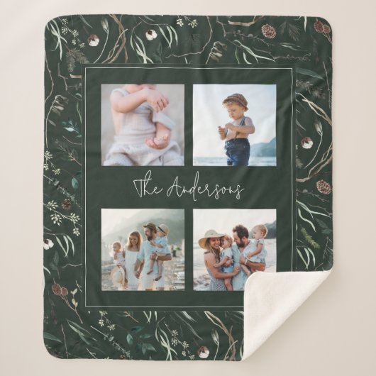 緑のモダン水エレガント色の植物4枚の写真 シェルパブランケット (正面)