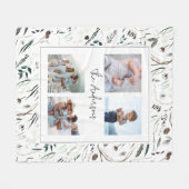 緑のモダン水エレガント色の植物4枚の写真 フリースブランケット (正面(横))