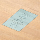 緑のモダン水色エレガントな結婚式 アクリル招待状 (レイダウン)
