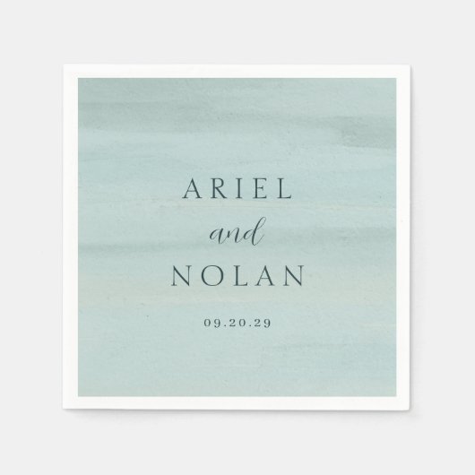 緑のモダン水色エレガントな結婚式 スタンダードカクテルナプキン (正面)