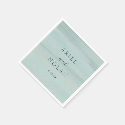 緑のモダン水色エレガントな結婚式 スタンダードカクテルナプキン (角)