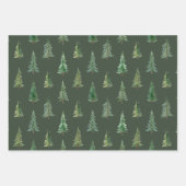 緑のモダン水色クリスマスパイン ラッピングペーパーシート (正面3)