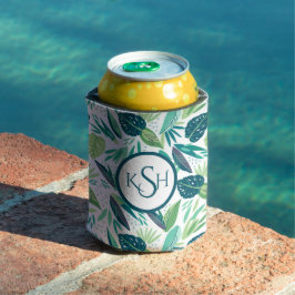 緑のモダン熱帯の葉柄 缶クーラー