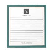 緑のモダン白金ゴールドとビジネスロゴのメモ帳 ノートパッド (正面)