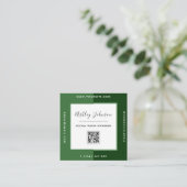 緑のモダン色ブロックQRコードソーシャルメディア スクエア名刺 (スタンド正面)